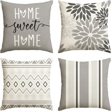 Dahlia Flowers Grey Throw Pillow Covers, 18 X 18 Inch Home