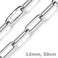 12Mm Paper Clip Weit-Anker Kette Collier Halskette Aus 585 Gold WeißGold 50Cm