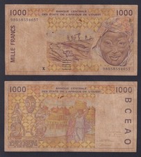 West Africa Senegal 1000 Francs 1998 P.-711Kh MB/F States Banknote