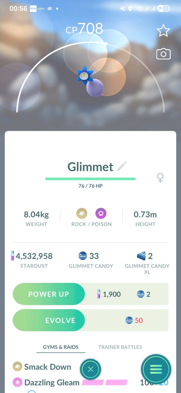 Glimmet Pokemon Tr@de Go
