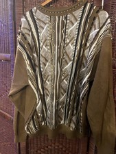 Vintage GACHU BROWN 3D Textured Coogi Biggie Cosby Style Sweater Men's 3XL