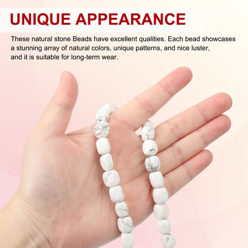Natural Stone Gemstone Beads 15" 12x8mm Cuboid Spacer Bead, Marble White - Picture 3 of 6