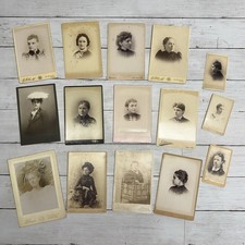 Lot of 15 antique cabinet photos various portraits of women