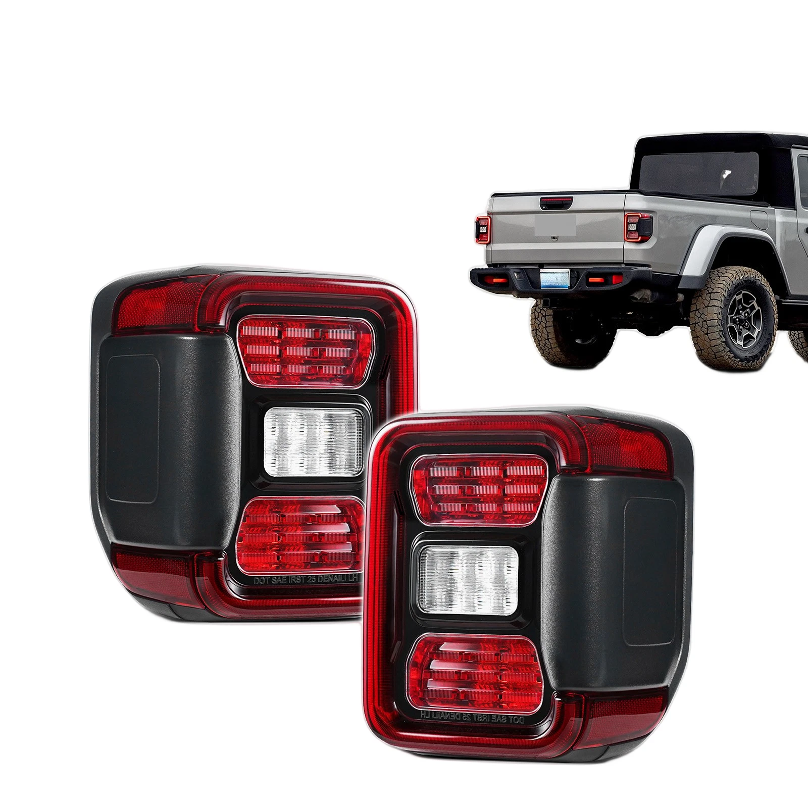 For 2020-2026 Jeep Gladiator LED Tail Lights W/BSD W/O Module Left+Right Pair