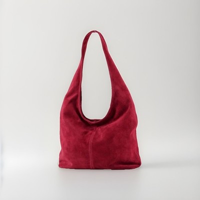 modamoda große Damen Schultertasche aus cherry rot Wildleder, unifarben,Freizeit