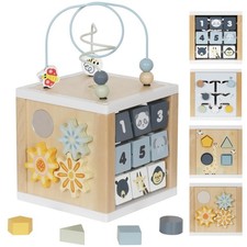 touch us Wooden Activity Cube, 6-in-1 Montessori Toys for 1 Year Old Boys  ...