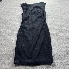 Ann Taylor Womens 0 Herringbone Tweed Sheath Dress Black White Knot Neck Dress