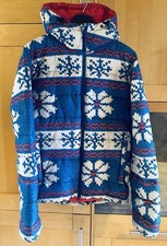 Franklin & Marshall Padded Jacket Sz XL, Blue & Red With Knitted Pattern Print