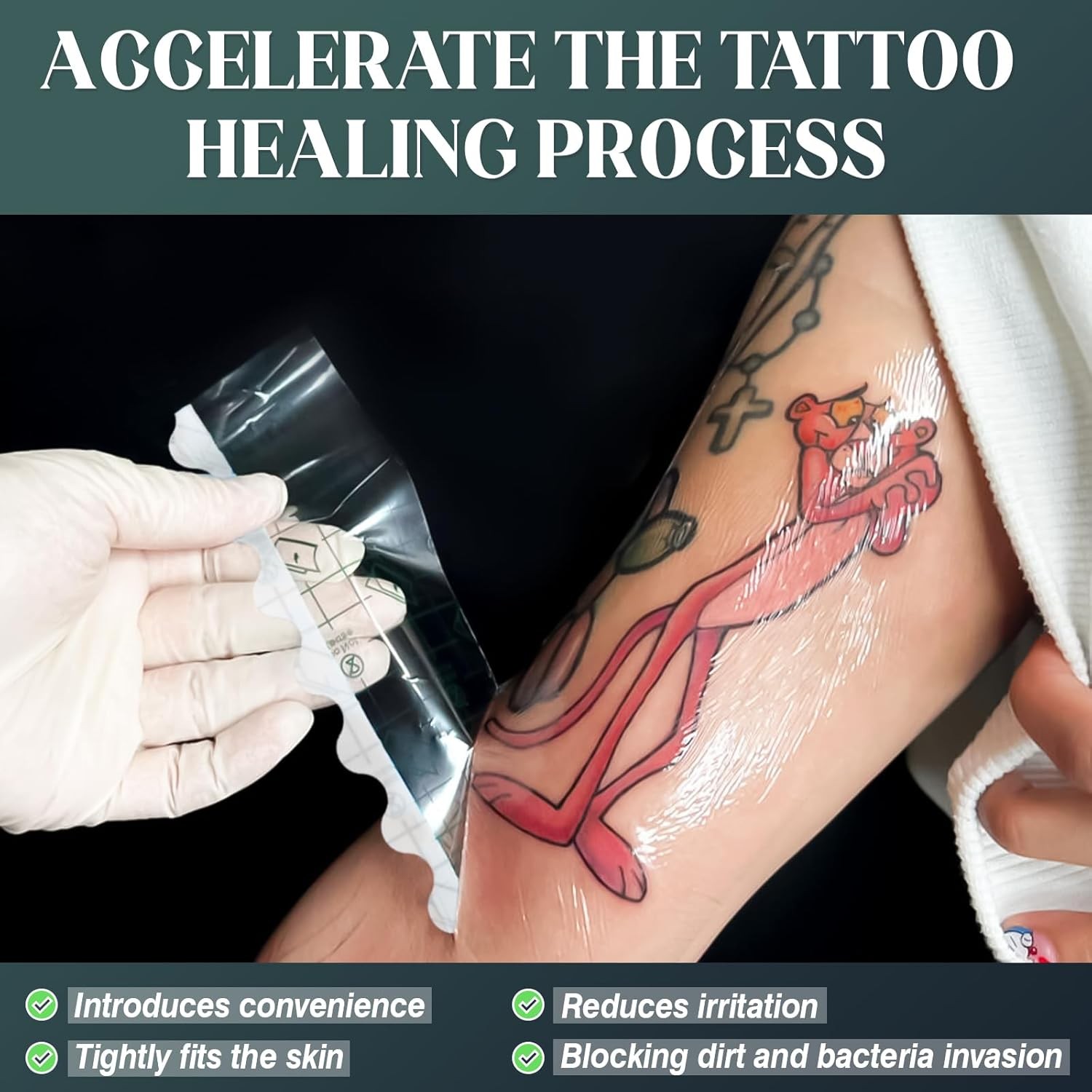 Tattoo Aftercare Bandage 6 in x 240 in（8in x 30p）, 6 x 8 Inch (Pack of 30) 