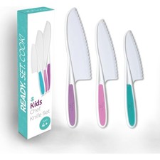 Safe Knife Set for Real Cooking 3-Piece Toddler Kitchen Knives Montessori
