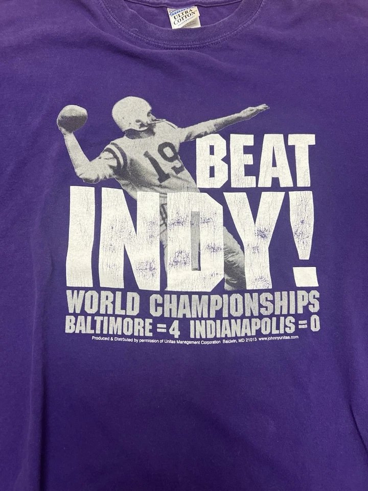 Camisa 2006 Baltimore Ravens Indianapolis Colts Johnny Unitas Beat Indy Talla XL Foto 2 de 4