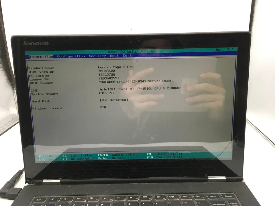 LENOVO YOGA 2 PRO - BOOTS TO BIOS - INTEL I7 4510U - 8GB RAM - NO OS - READ - BB - Image 2 of 4