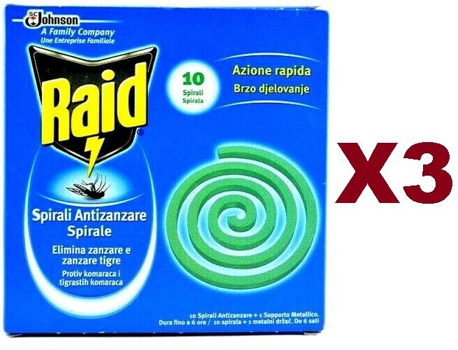 RAID SPIRALE ANTIZANZARE DA 10 SPIRALI ZAMPIRONI INSETICCIDA PER ESTERNI - Immagine 2