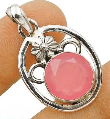 Natürlicher Rosenquarz 925 massiv echt Sterlingsilber Anhänger 1 1/3'' lang @B4-5