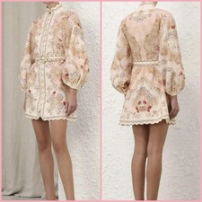 NEW W/TAGS- ZIMMERMANN Daylight Linen Belted Mini Dress Size 2 Aus 12 US 8