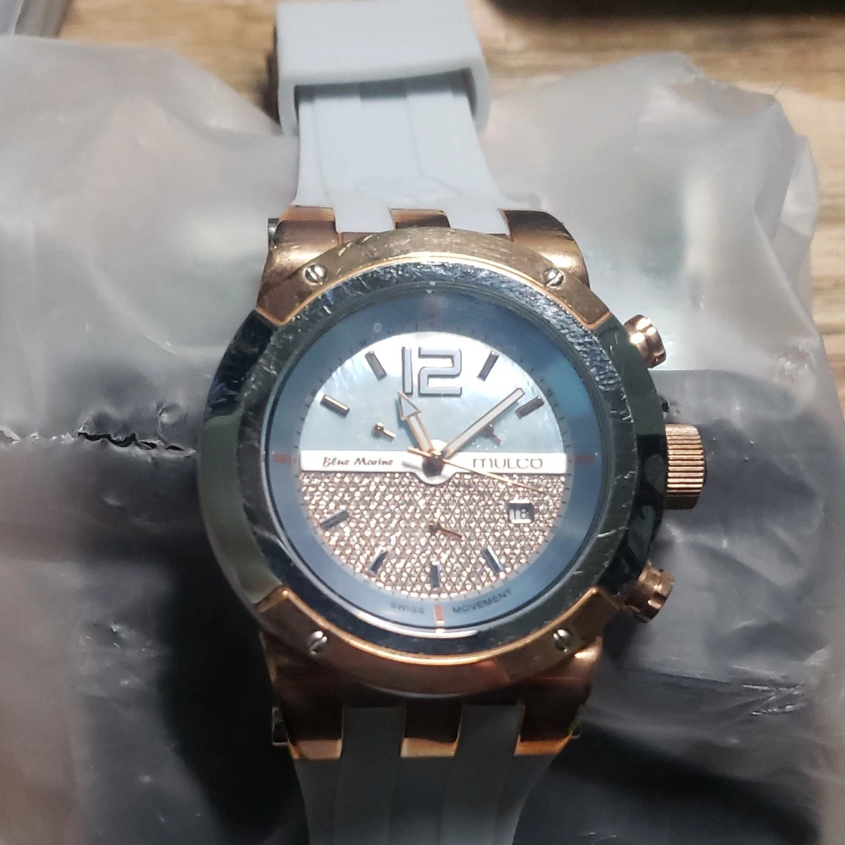 Mulco Blue Marine Rose Gold 46mm Watch Silicone Strap Diver Casual Sport Mulco Men Watches Buzo Dive – Mulco Watches main image 2