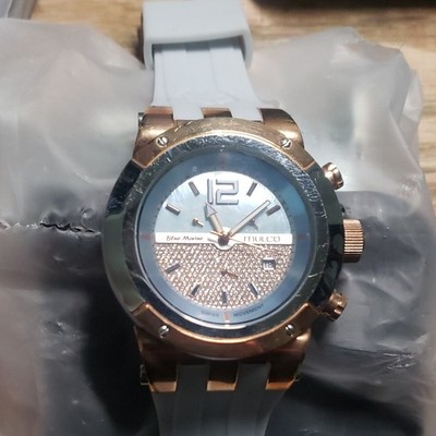 Mulco Blue Marine Quartz Analog Date Watch Blue Dial White Rubber Strap