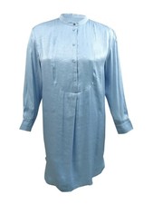 Lauren Ralph Lauren Women's Bib-Front Satin Cocktail Dress (12, Pale Blue)