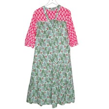 Zara Paloma Midi Maxi Dress L Boho Mix Print Cotton Resort Travel Floral