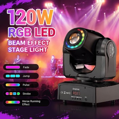 120W LED Moving Head Spot Light 8 Gobos RGB Ring DMX512 Sound Activated