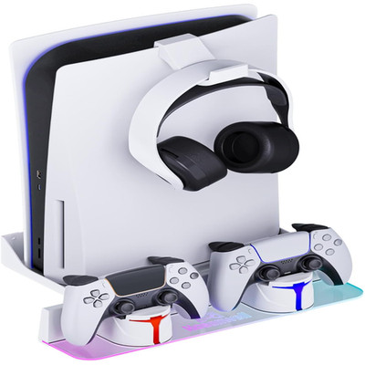 PS5 Wandhalterung mit RGB Licht Ladestation Dual Use