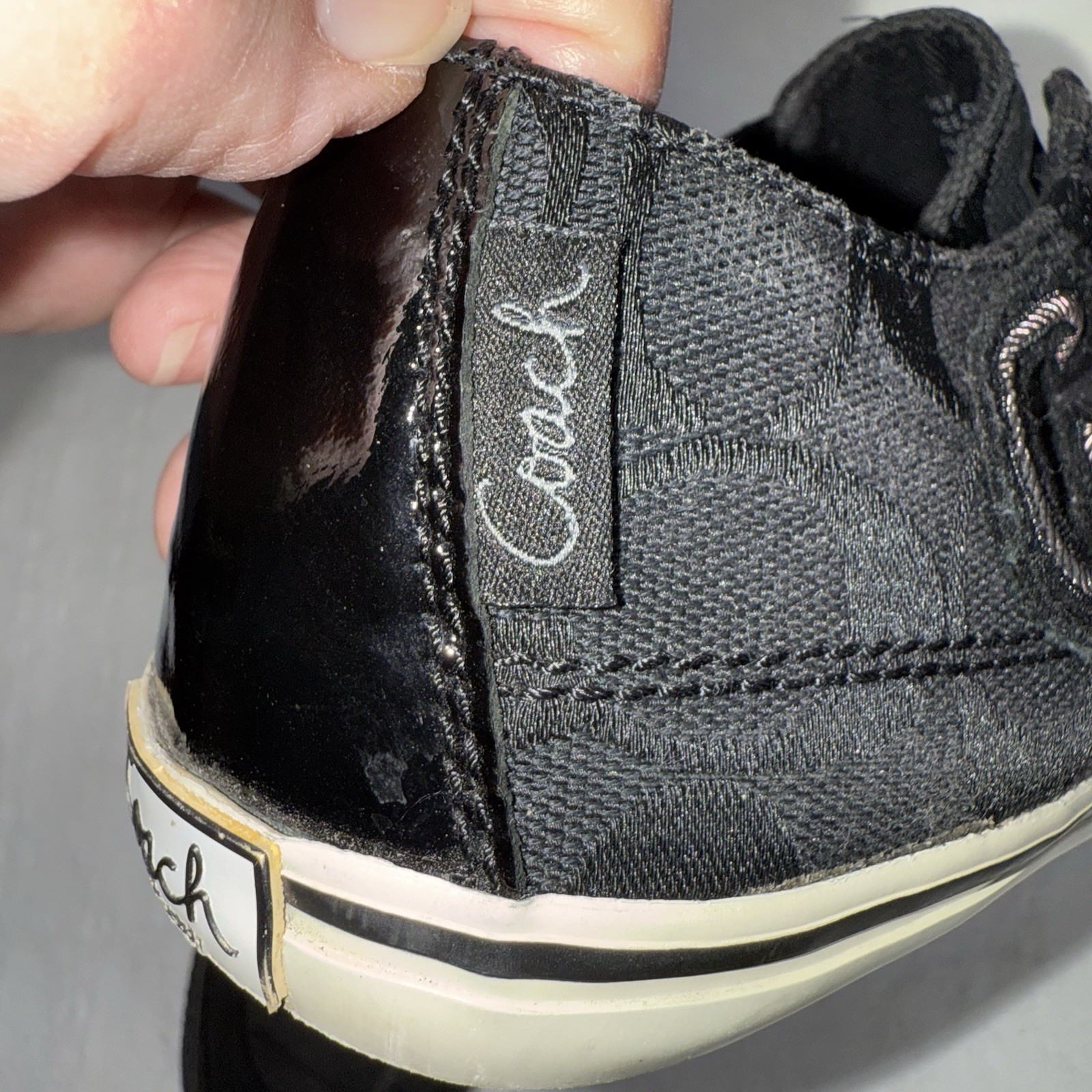 Coach Keeley Black Khaki Signature C Logo Y2K Grunge Slip On Sneaker Shoe Sz 6.5 thumbnail 10