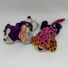 Vintage 90s Lisa Frank Fantastic Beans Set of 2 Hunter Violet Plush read