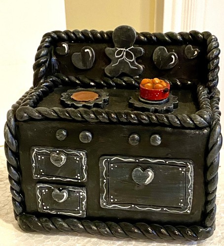Handmade Kitchen Oven Sculpted Clay Dollhouse Detailed 5x5x3