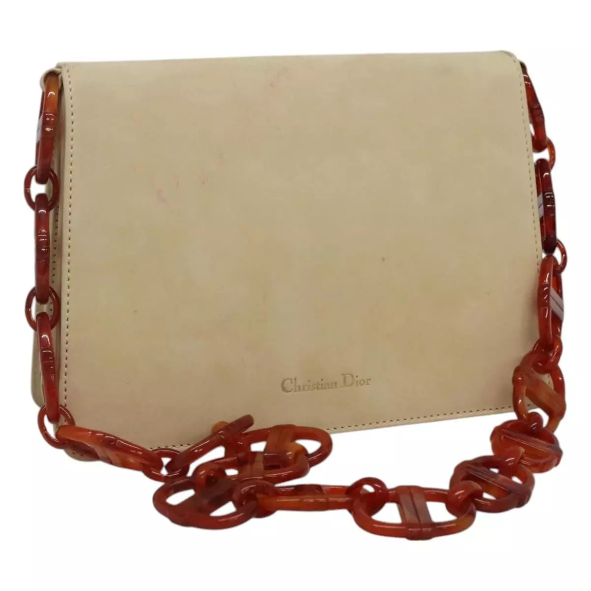 Sac bandoulière chaîne Christian Dior daim beige authentique ti2902