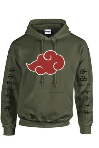 Naruto Akatsuki Cloud Symbols Adult Unisex Pullover Hoodie Various Colors - Picture 4 of 7