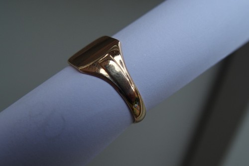 MENS Ladies 9ct YELLOW GOLD DECORATED SIGNET RING SIZE R 1/2 9 1934? Pinkie - Picture 3 of 8