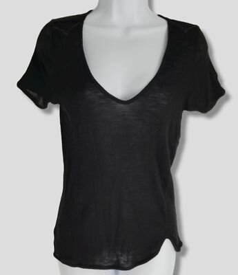 $145 Zadig & Voltaire Women's Black Wool Blend Short-Sleeve Knit T-Shirt Top XS