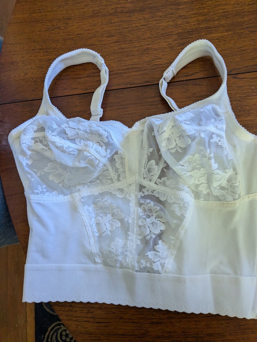 1980s WonderBra 9022 full support Longline Bra boned white lace