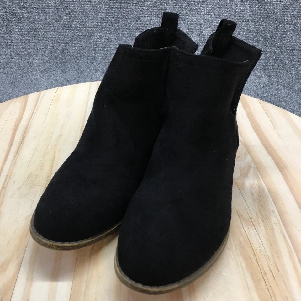 Journee Collection Boots Womens 8 Ankle Booties Heels Casual Black Faux Leather - Image 3 of 4