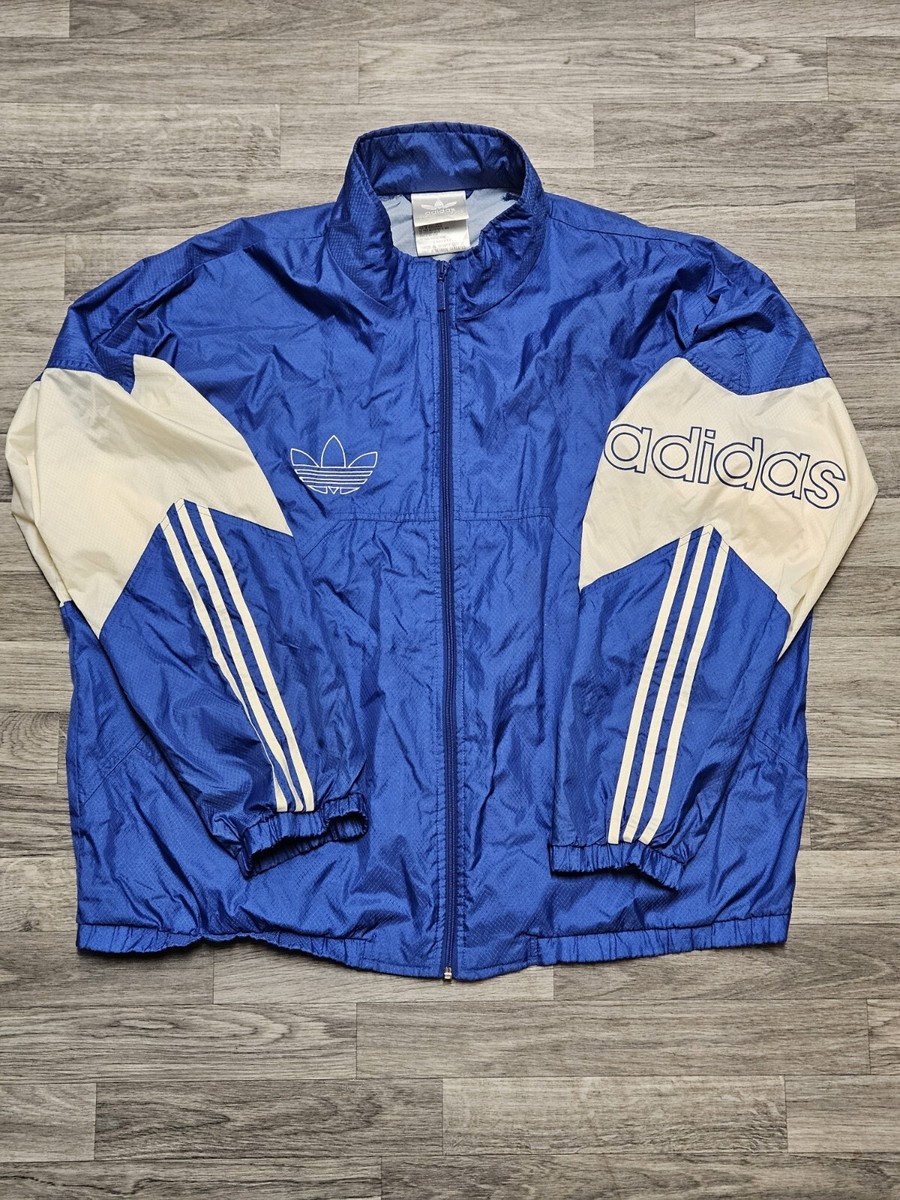 Vintage 80s Adidas Blue Nylon Track Jacket Zipper Adult Size Vintage 80s Adidas Blue Nylon Track Jacket Zipper Adult Size