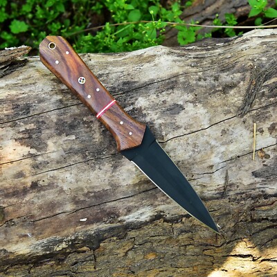 9  Double-Edged D2 steel Blade Dagger boot Knife Hunting wood handle