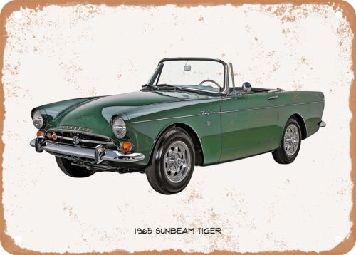 Classic Car Art - 1965 Sunbeam Tiger Oil Painting - Rusty Look Metal Sign - Picture 1 of 2