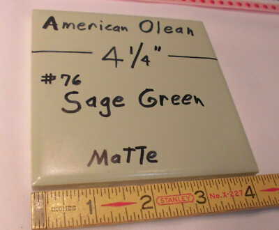 1 pc. Ceramic Matte Tile *Sage Gray* by American Olean 4-1/4''  Greenest,  NOS 