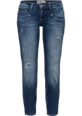 Freeman T. Porter Jeans Alexa SDM Cropped Slim Damen Destroyed Hose Stretch Blue