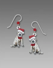 Sienna Sky Earrings Sterling Silver Hook Lab with Christmas Santa Hat Handmade