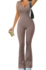 NEW Reoria Women's Full Bodysuit Bodycon Romper Jumpsuit Size Large