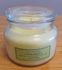 Aquiesse Cherimoya Soy Wax Candle 10.5 oz Leaves Pear Musk Glass Jar with Lid 