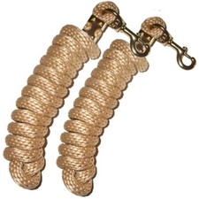 Poly Lead Rope Tan 5/8" x 9' w/Brass Plated Bolt Snap 2-Pack 18018