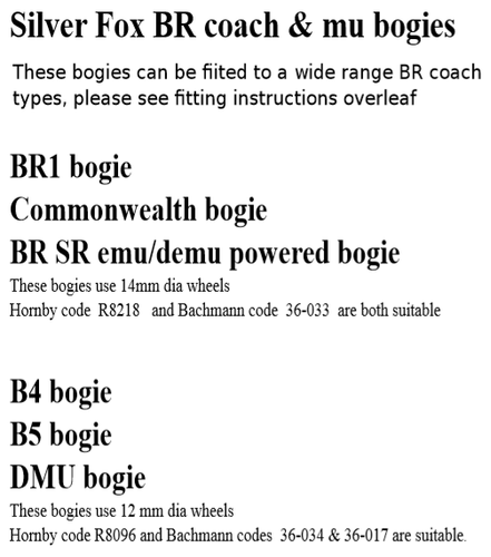 Silver Fox Bogies Universal BR Coach & MU - Picture 2 of 21