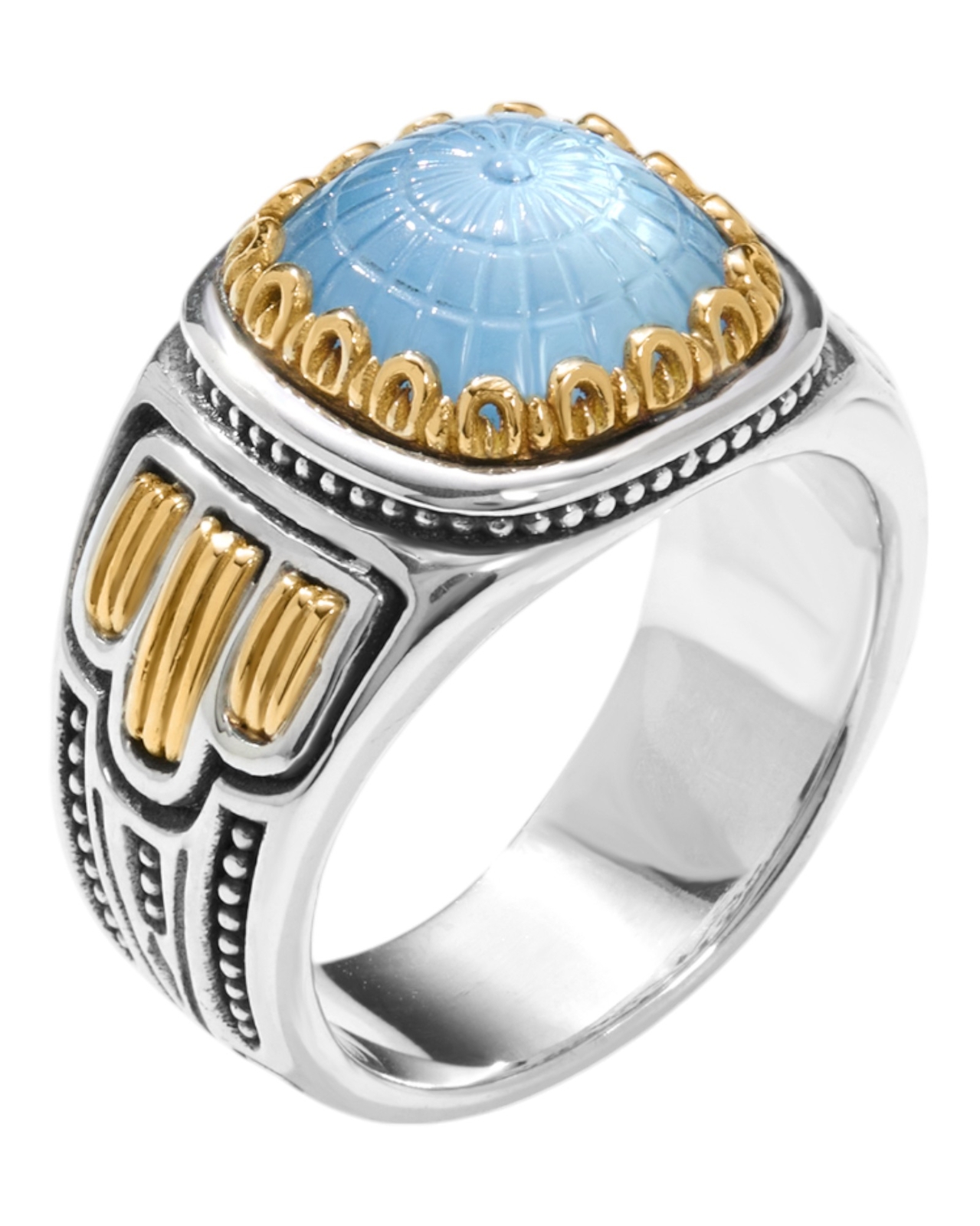 Кольцо из стерлингового серебра Konstantino Dome 18-каратного золота и голубой шпинели DKJ973-628 S7 112990₽