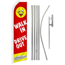Walk In Drive Out Advertising Swooper Feather Flutter Flag  Pole Kit RED