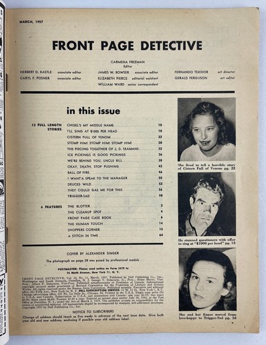 Front Page Detective Magazine, March 1957, Vintage True Crime Stories, Pulp - Picture 4 of 4