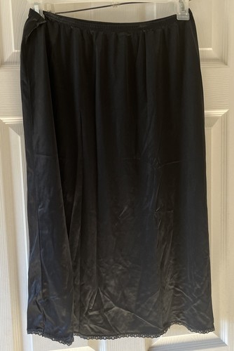 Vintage Vanity Fair Lingerie Slip Skirt Large Black Actual 30”waist 28” length - Picture 4 of 6