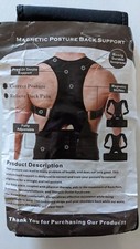 New Magnetic Posture Back Support Black Adjustable Neoprene Size S