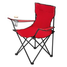 Camping Chair Portable Outdoor Folding Tailgate Quad Chair with Cup Holder Red